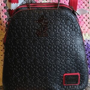 Loungefly Black and Red Quilted Backpack